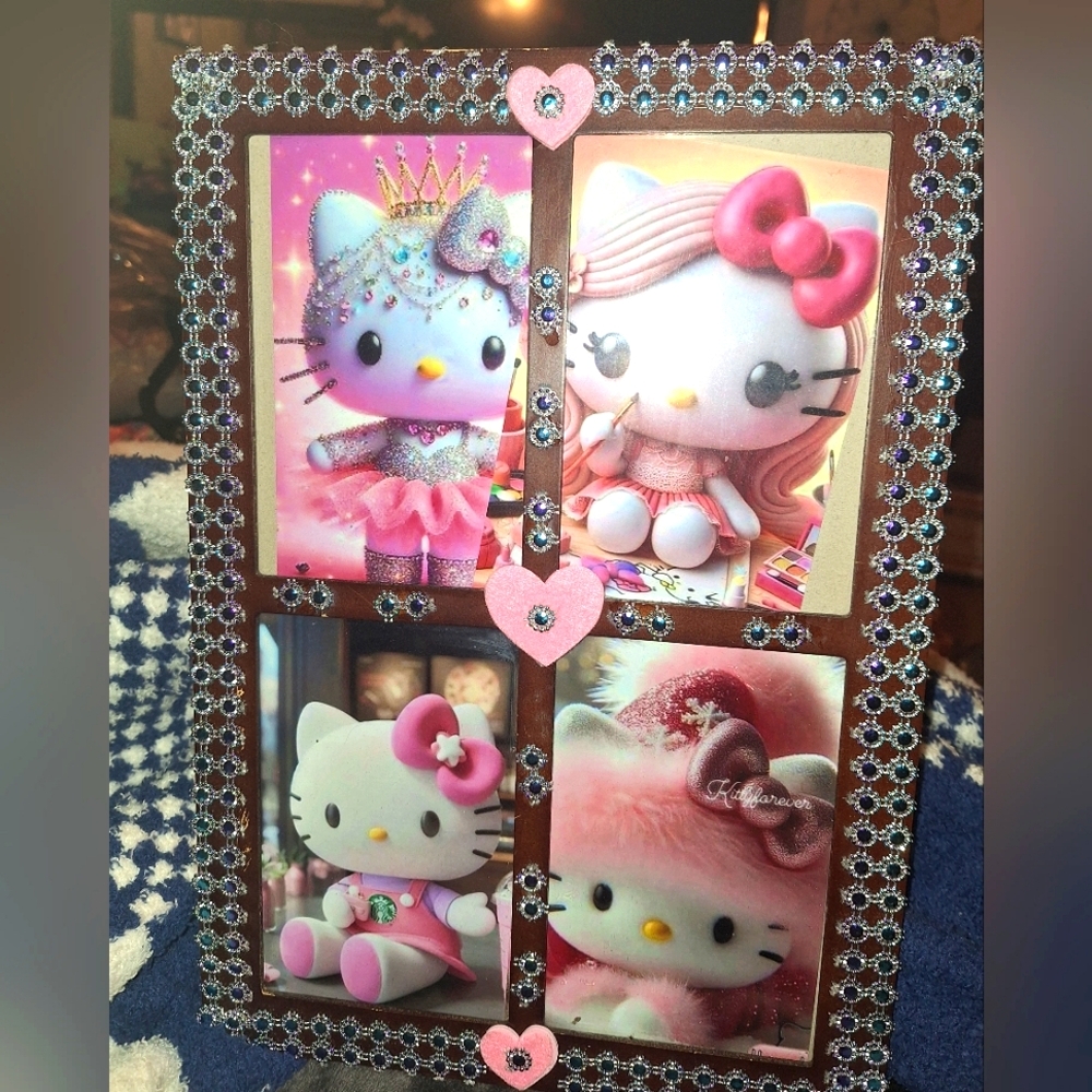 Handcrafted Hello Kitty Pink and Brown Photo Frame
